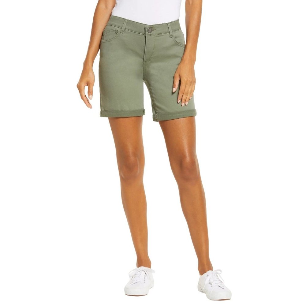 NEW WIT & WISDOM 'Ab'solution Green Mid-Rise Stretch Twill Shorts Sz 2 NWOT 0023